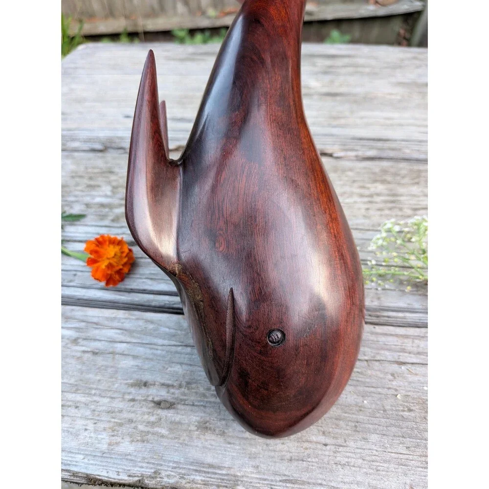 Vintage Ironwood Whale Figurine, Made In Mexico